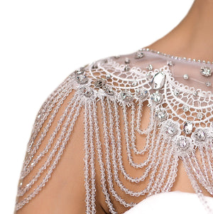 Elaborate Beaded Wedding Dress Lace Shawl / Accessory - BELLADONNA