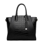 High end Textured Leather Tote Handbag in Black Large or Small - BELLADONNA