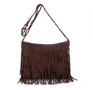 Women's Leather Velvet Matte Tassel Handbag in 5 colour Variants - BELLADONNA