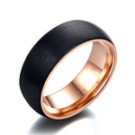 Mens Black Stainless steel Ring With Rose Gold 8mm Stainless Steel Ring - BELLADONNA