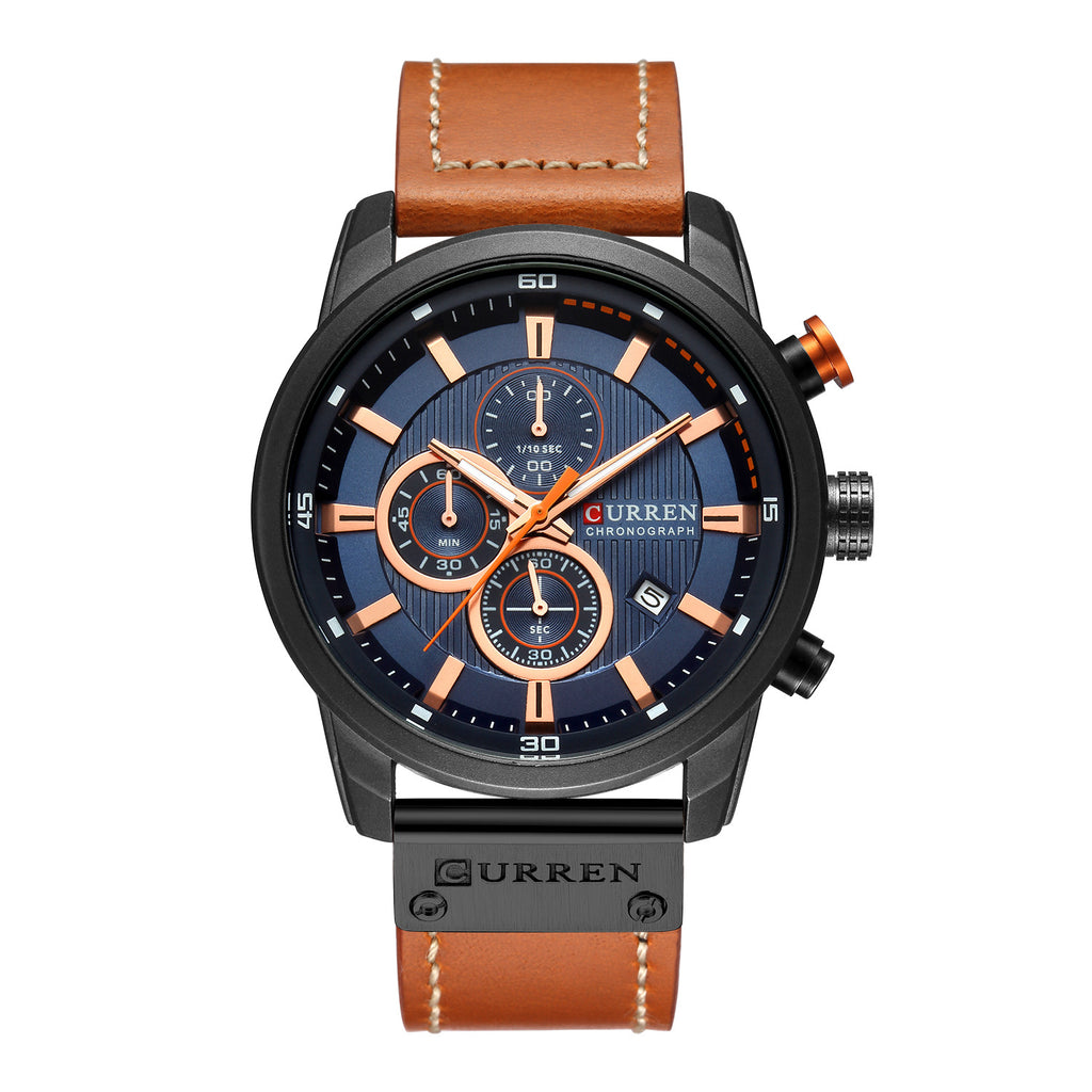 Top Brand Men's Waterproof Chronograph Sport Military Luxury Leather Wristwatch - BELLADONNA