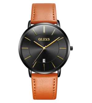 New Men's Fashion Waterproof Calendar Quartz Watch with Leather Strap - BELLADONNA
