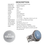 Natural Peruvian Angelite Gemstone .925 Silver Ring Size 8.5 or Q1/2 - BELLADONNA