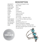Trendy Faceted Blue Topaz Round Gemstones .925 Sterling Silver Ring Size US 9 - BELLADONNA