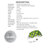 13 Natural Chrome Diopside Oval Gemstones Solid .925 Sterling Silver Ring 8.5 - BELLADONNA