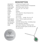 Natural Unheated Brazilian Chrysoprase and White CZ Gemstone Solid. 925 Silver Necklace - BELLADONNA