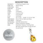 Natural Sunny Citrine Pear Shape Gemstone Solid .925 Sterling Silver Pendant - BELLADONNA