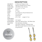Natural Unheated Oval Yellow Citrine 8x6mm AAA White Cz 925 Sterling Silver Earrings - BELLADONNA