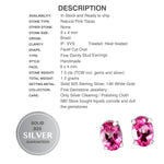 Natural Pink Topaz Oval Gemstone Solid .925 Sterling Silver 14K White Gold Stud Earrings - BELLADONNA