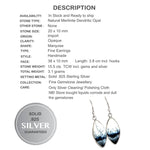 Natural Merlinite Dendritic Opal Gemstone Solid. 925 Sterling Silver Earrings - BELLADONNA