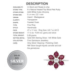 Deluxe Natural Ruby and White Cubic Zirconia Floral set in Solid .925 Sterling Silver Ring Size US 7 - BELLADONNA