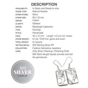Natural Howlite Gemstone 925 Sterling Silver Earrings - BELLADONNA
