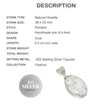 Natural Howlite Gemstone .925 Sterling Silver Pendant - BELLADONNA