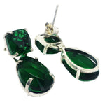 Checkerboard Emerald Quartz Gemstone In Solid .925 Sterling Silver Stud Earrings - BELLADONNA