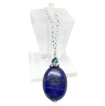 Natural Lapis Lazuli, Swarovski Crystal Gemstone .925 Silver Necklace - BELLADONNA