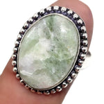 Soft Green Peach Aqua Seraphinite Gemstone .925 Silver Ring US 10 - BELLADONNA