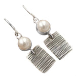 Trendy Natural Freshwater White Pearl , Solid .925 Sterling Silver Earrings - BELLADONNA