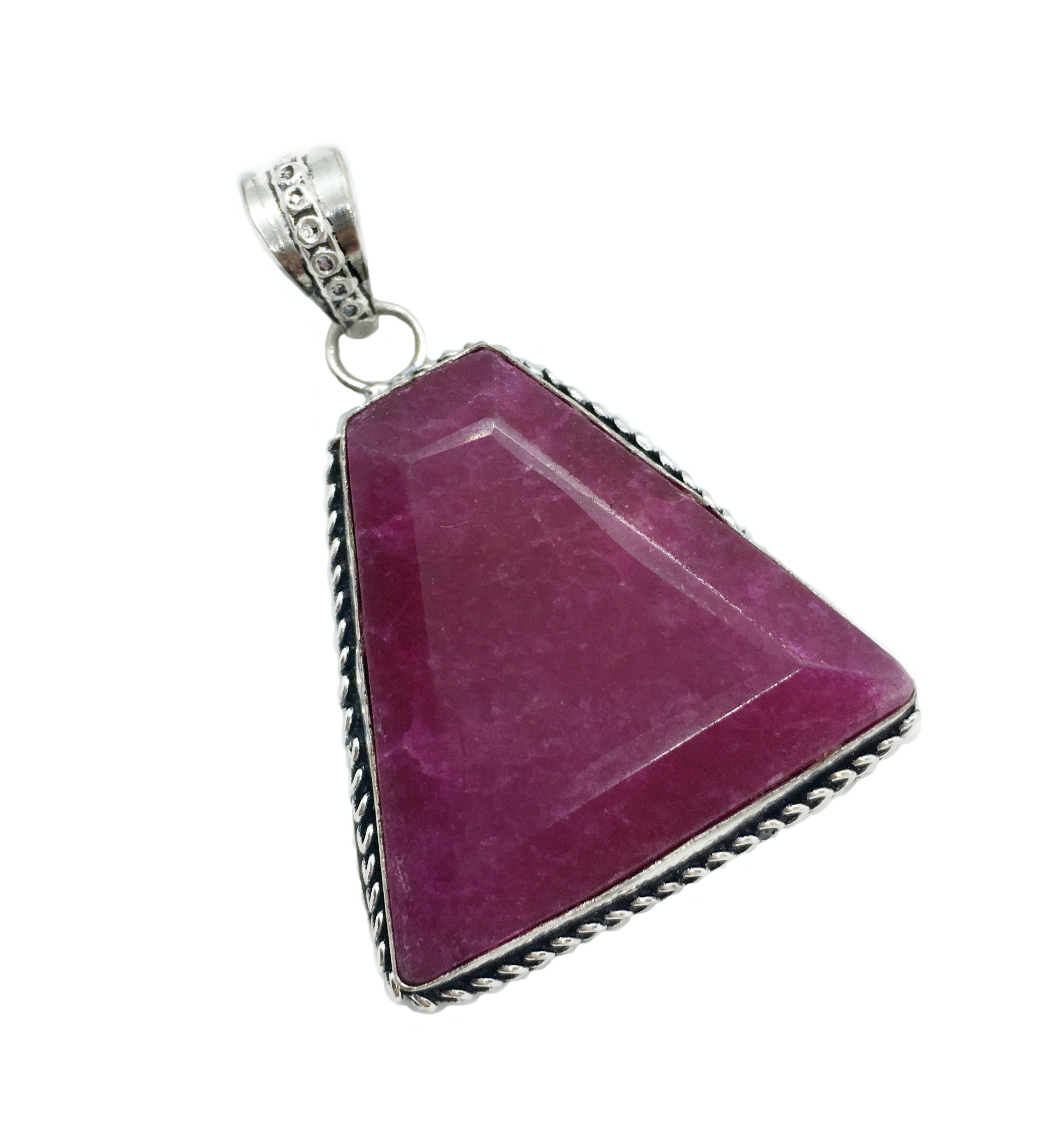 Natural Indian Cherry Ruby .925 Sterling Silver Pendant - BELLADONNA