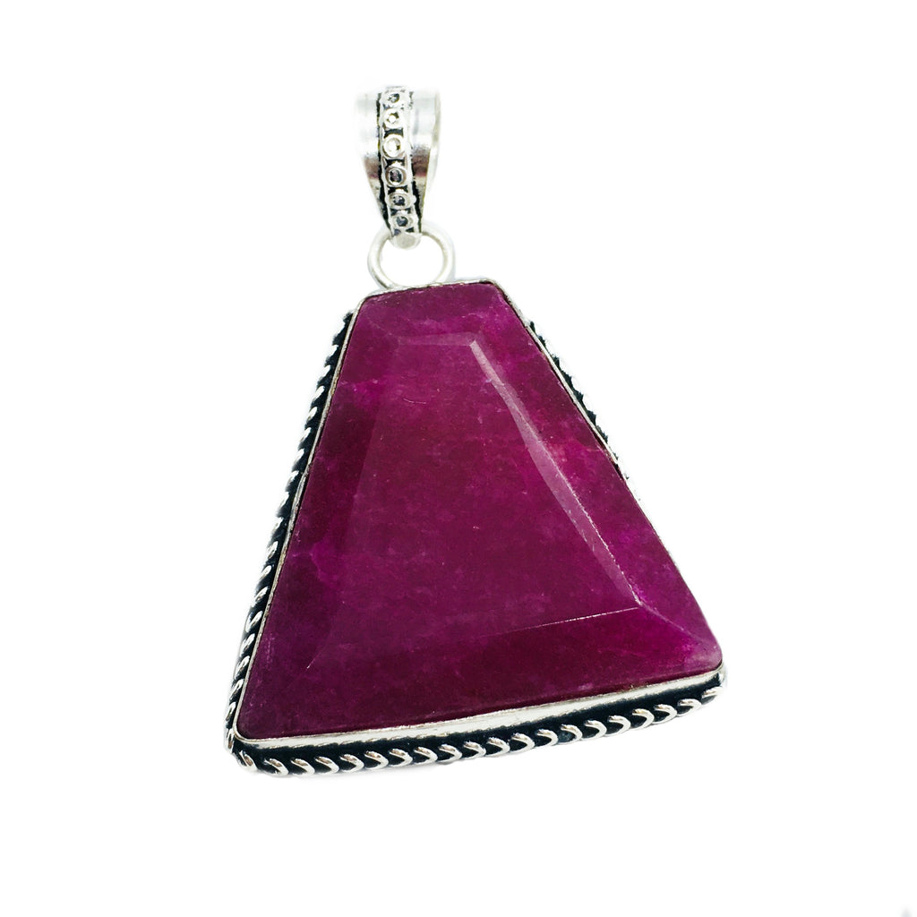 Natural Indian Cherry Ruby .925 Sterling Silver Pendant - BELLADONNA