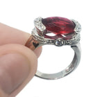 5.58 ct Ruby & White Topaz .925 Solid Sterling Silver Ring US Size 5.5 - 6 - BELLADONNA