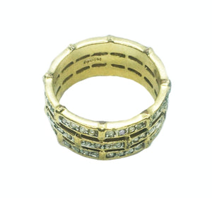 Sparkly White Cubic Zirconia Eternity Gold Plated Cocktail Ring Size US 8 or Q - BELLADONNA