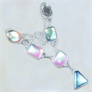 Aqua Pink Madagascar Fire Topaz Gemstone .925 Silver Necklace - BELLADONNA