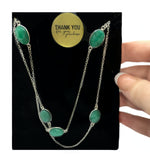 Handmade Indian Emerald Quartz Oval Gemstone 925 Silver Necklace - BELLADONNA