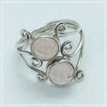 Natural Rose Quartz Gemstone Solid.925 Sterling Silver Ring Size 7 - BELLADONNA