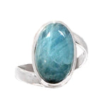 Natural Unheated Aquamarine Oval Gemstone Solid .925 S/ Silver Ring Size 9.5 - BELLADONNA