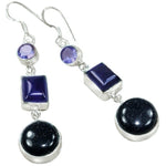 Handmade Purple Amethyst and Purple Blue Sandstone .925 Sterling Silver Earrings - BELLADONNA