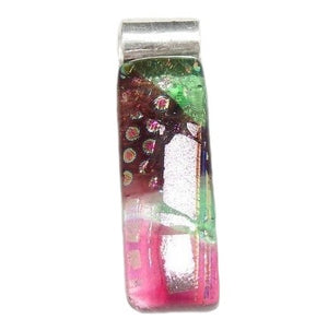 Pink Dichroic Glass  Solid .925 Silver Pendant - BELLADONNA