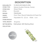 Natural Scottish Moss Prehnite, Peridot .925 Sterling Silver Bracelet - BELLADONNA