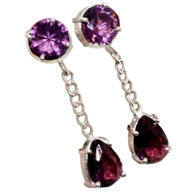 Handmade Purple Amethyst Gemstone .925 Silver Stud Earrings - BELLADONNA