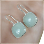 Aqua Blue Green Chalcedony .925 Silver Earrings - BELLADONNA