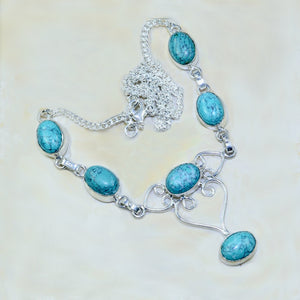 Spider web Matrix Turquoise Gemstone .925 Silver Fashion Necklace - BELLADONNA