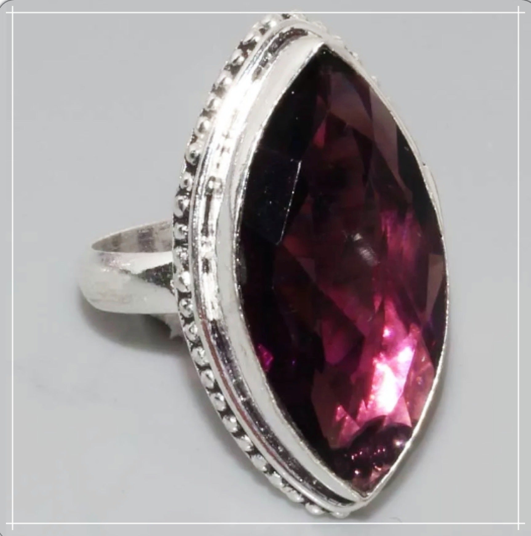 African Purple Amethyst Gemstone 925 Silver Ring Size 9.75 - BELLADONNA