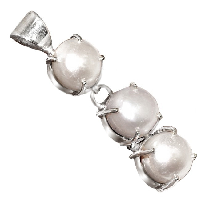 Creamy White River Pearl. 925 Sterling Silver Fashion Pendant - BELLADONNA