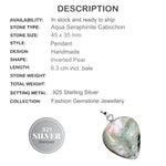 Soft Green Peach Aqua Seraphinite Gemstone .925 Silver Pendant - BELLADONNA