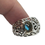 Earth Mined Unheated Fiery Labradorite Solid .925 Sterling Silver Ring Size 8.5 - BELLADONNA