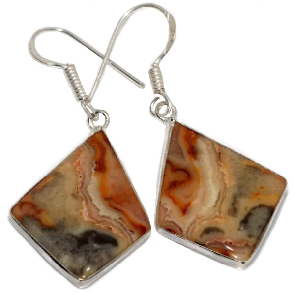 Natural Crazy Lace Agate Gemstone .925 Sterling Silver Earrings - BELLADONNA