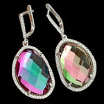 31.68 tcs Rainbow Mystic Topaz and AAA White Cubic Zirconia In Solid .925 Sterling Silver Earrings - BELLADONNA