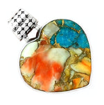 Natural Spiny Oyster Arizona Turquoise Solid .925 Sterling Silver Pendant - BELLADONNA