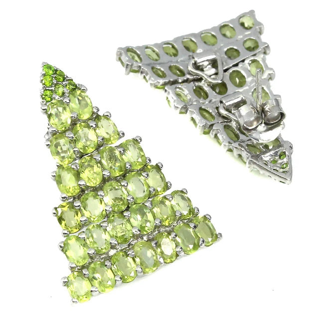 Deluxe 68 Natural Unheated Peridot and Chrome Diopside Gemstones in Solid .925 Sterling Silver Earrings - BELLADONNA