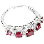 Natural Ruby and White Cubic Zirconia Gemstone Solid .925 Sterling Silver Ring Size US 8.5 - BELLADONNA