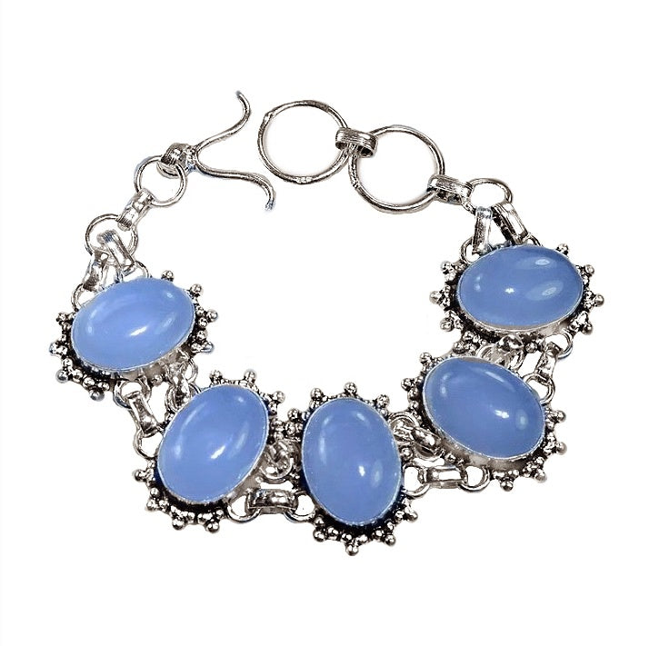Blue Chalcedony Gemstone .925 Silver Bracelet - BELLADONNA
