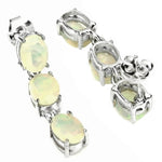 Deluxe Natural Unheated Full Rainbow Fire Opal Gemstone 925 Sterling Silver 14K White Gold Earrings - BELLADONNA