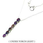 Deluxe Natural Rainbow Flash Black Fire Opal Solid.925 Sterling Silver 14K White Gold Necklace - BELLADONNA