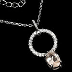 Deluxe Natural Unheated Morganite and White Cubic Zirconia Solid .925 Sterling Silver Necklace - BELLADONNA