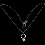 Deluxe Natural Unheated Morganite and White Cubic Zirconia Solid .925 Sterling Silver Necklace - BELLADONNA