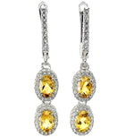 Natural Unheated Oval Yellow Citrine 8x6mm AAA White Cz 925 Sterling Silver Earrings - BELLADONNA